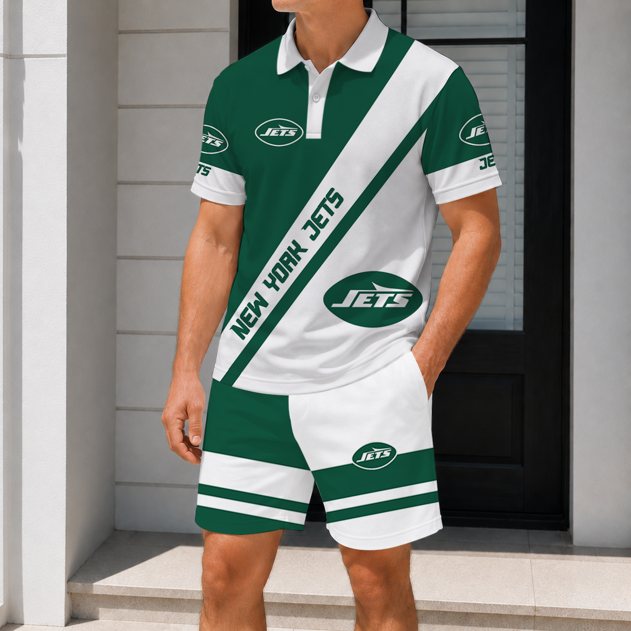 Limited Edition – Customized NFL New York Jets Polo Shirt & Short Pants Set