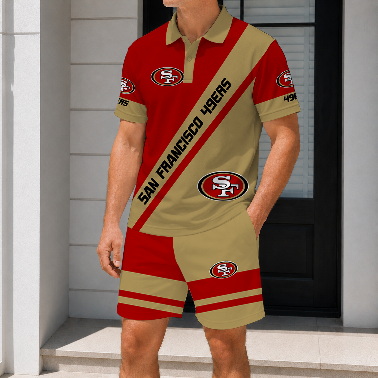 Limited Edition – Customized NFL San Francisco 49Ers Polo Shirt & Short Pants Set