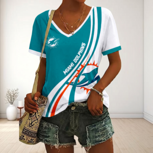 Limited Edition – Customized NFL Miami Dolphins V-Neck Female Shirt