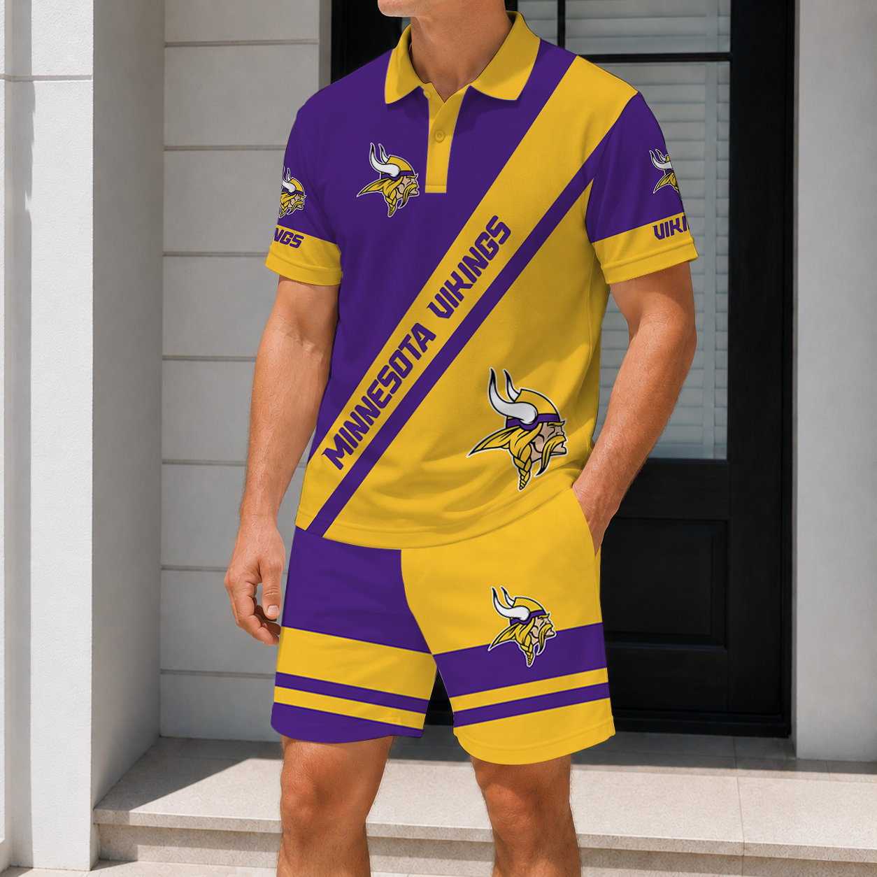 Limited Edition – Customized NFL Minnesota Vikings Polo Shirt & Short Pants Set
