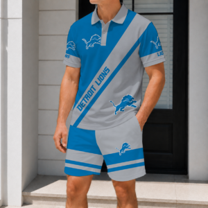 Limited Edition – Customized NFL Detroit Lions Polo Shirt & Short Pants Set