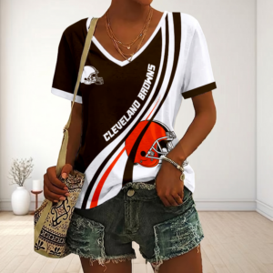 Limited Edition – Customized NFL Cleveland Browns V-Neck Female Shirt