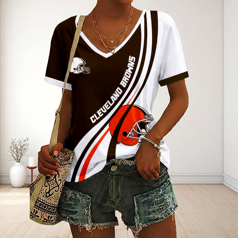 Limited Edition – Customized NFL Cleveland Browns V-Neck Female Shirt
