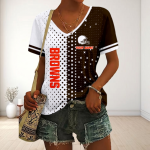 Limited Edition – Customized NFL Cleveland Browns V-Neck Female Shirt
