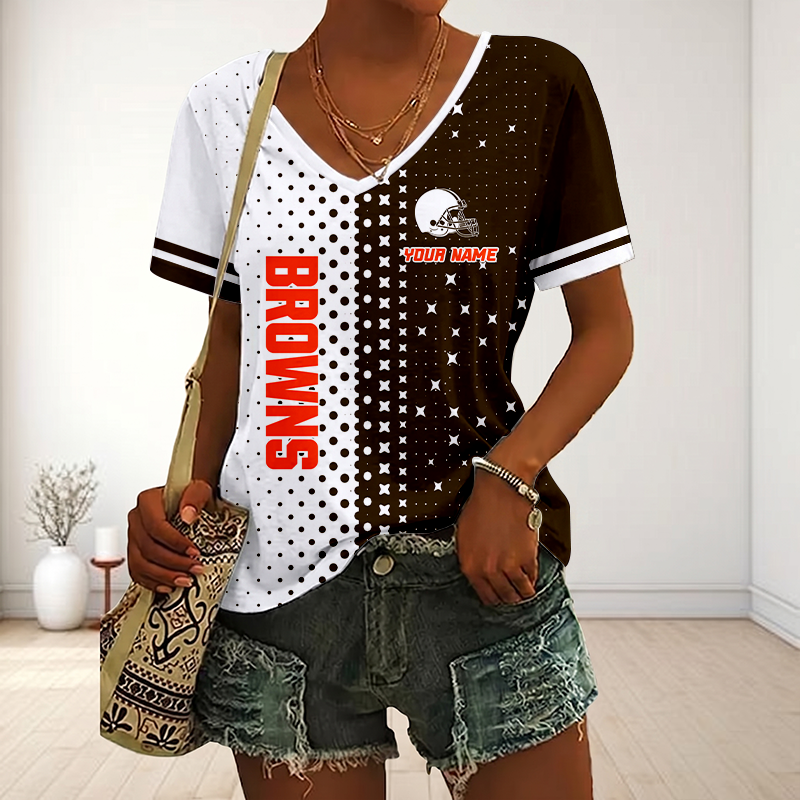 Limited Edition – Customized NFL Cleveland Browns V-Neck Female Shirt