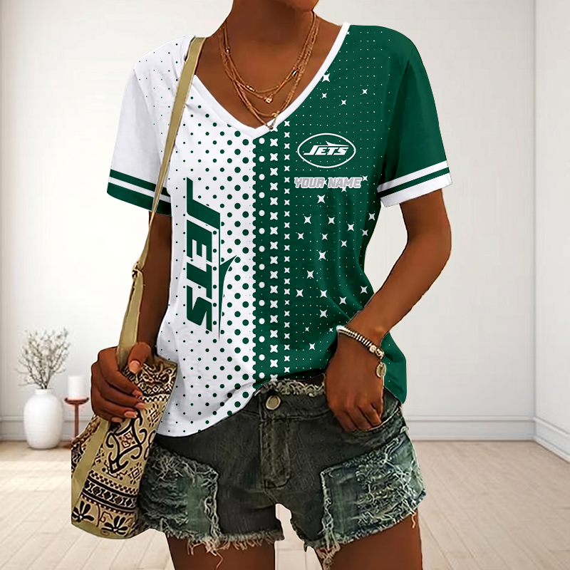 Limited Edition – Customized NFL New York Jets V-Neck Female Shirt