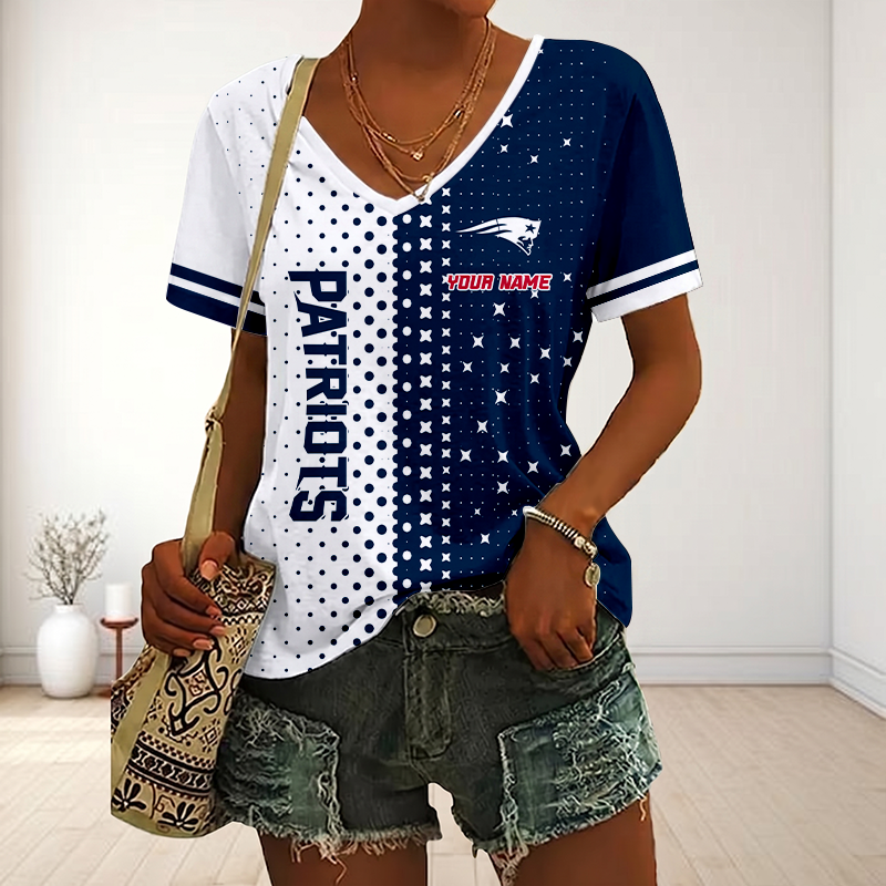Limited Edition – Customized NFL New England Patriots V-Neck Female Shirt
