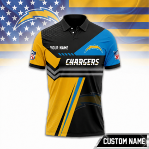 Limited Edition – Customized NFL Los Angeles Chargers Zip Polo Shirt