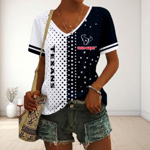 Limited Edition – Customized NFL Houston Texans V-Neck Female Shirt