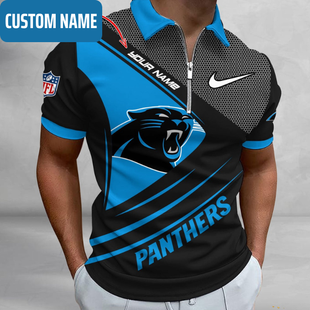 Limited Edition – Customized NFL Carolina Panthers Zip Polo Shirt