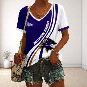 Limited Edition – Customized NFL Baltimore Ravens V-Neck Female Shirt