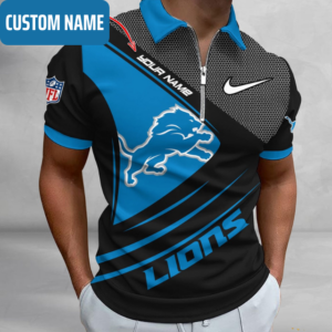 Limited Edition – Customized NFL Detroit Lions Zip Polo Shirt