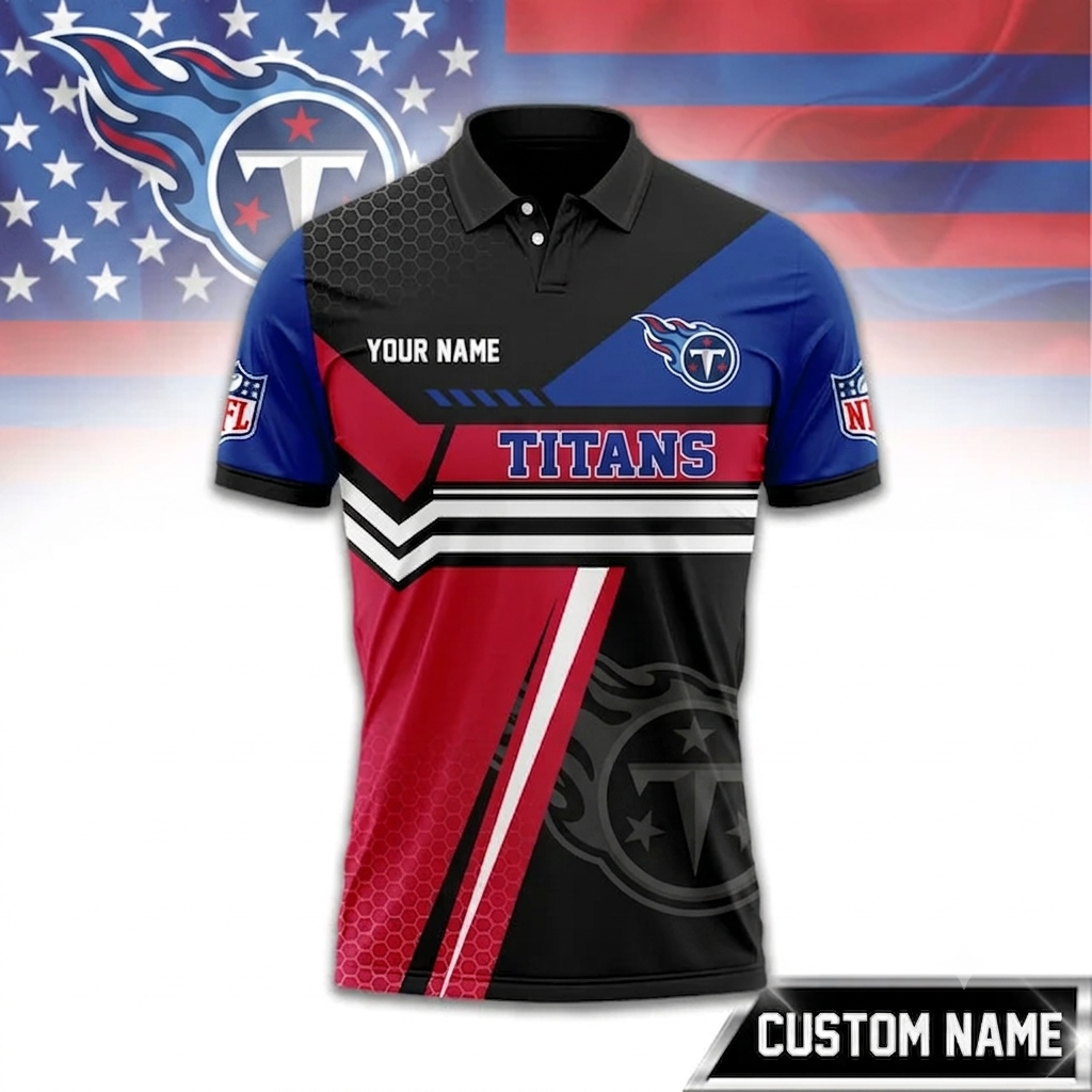 Limited Edition – Customized NFL Tennessee Titans Zip Polo Shirt
