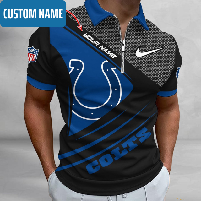 Limited Edition – Customized NFL Indianapolis Colts Zip Polo Shirt