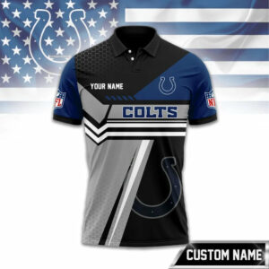 Limited Edition – Customized NFL Indianapolis Colts Zip Polo Shirt