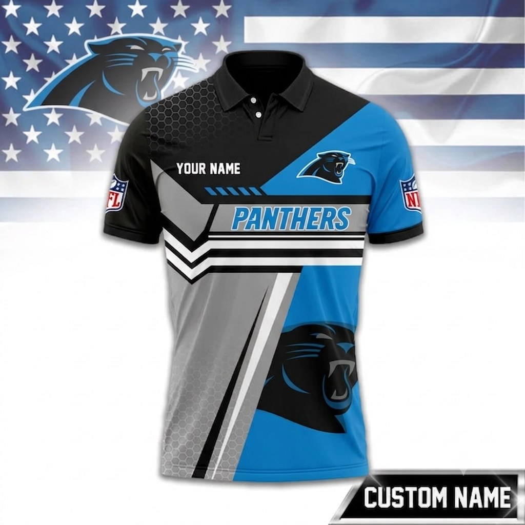 Limited Edition – Customized NFL Carolina Panthers Zip Polo Shirt