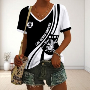Limited Edition – Customized NFL Las Vegas Raiders V-Neck Female Shirt