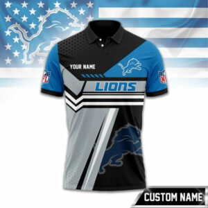 Limited Edition – Customized NFL Detroit Lions Zip Polo Shirt