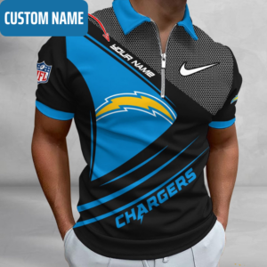Limited Edition – Customized NFL Los Angeles Chargers Zip Polo Shirt