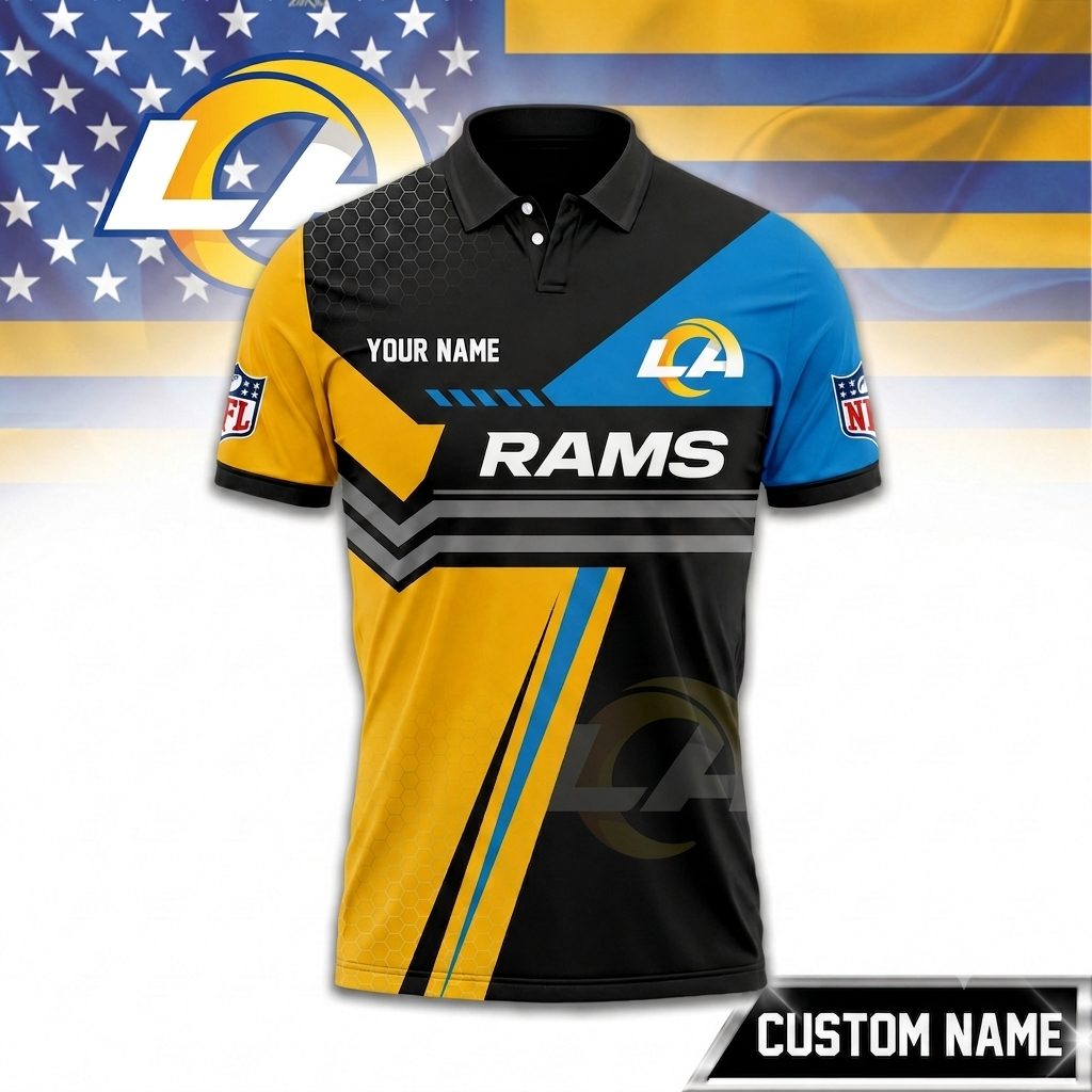 Limited Edition – Customized NFL Los Angeles Rams Zip Polo Shirt