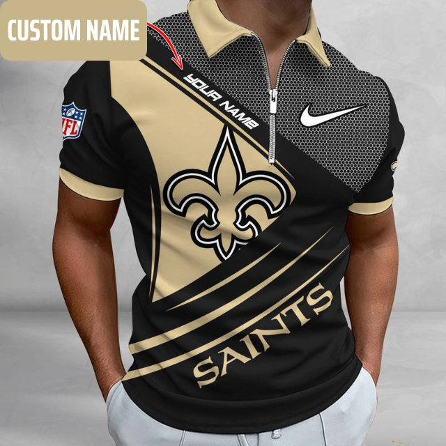 Limited Edition – Customized NFL New Orleans Saints Zip Polo Shirt