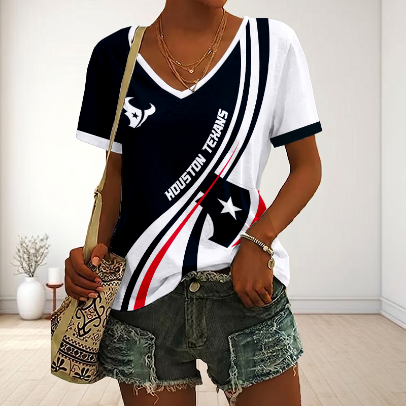 Limited Edition – Customized NFL Houston Texans V-Neck Female Shirt