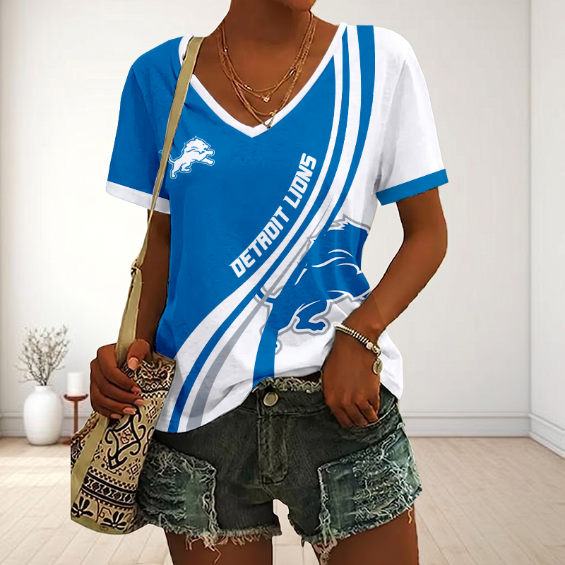 Limited Edition – Customized NFL Detroit Lions V-Neck Female Shirt