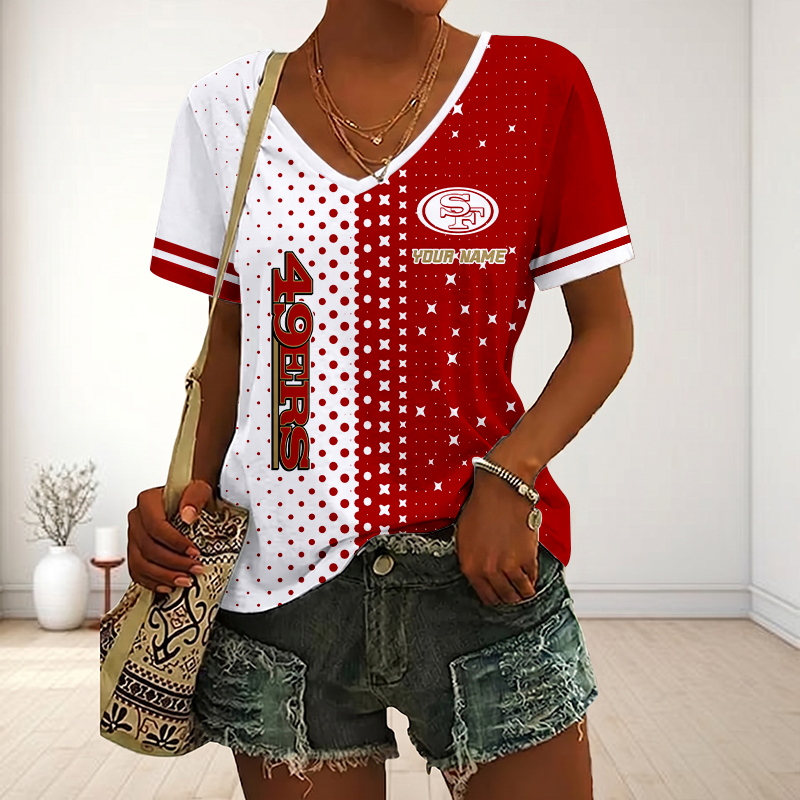 Limited Edition – Customized NFL San Francisco 49Ers V-Neck Female Shirt