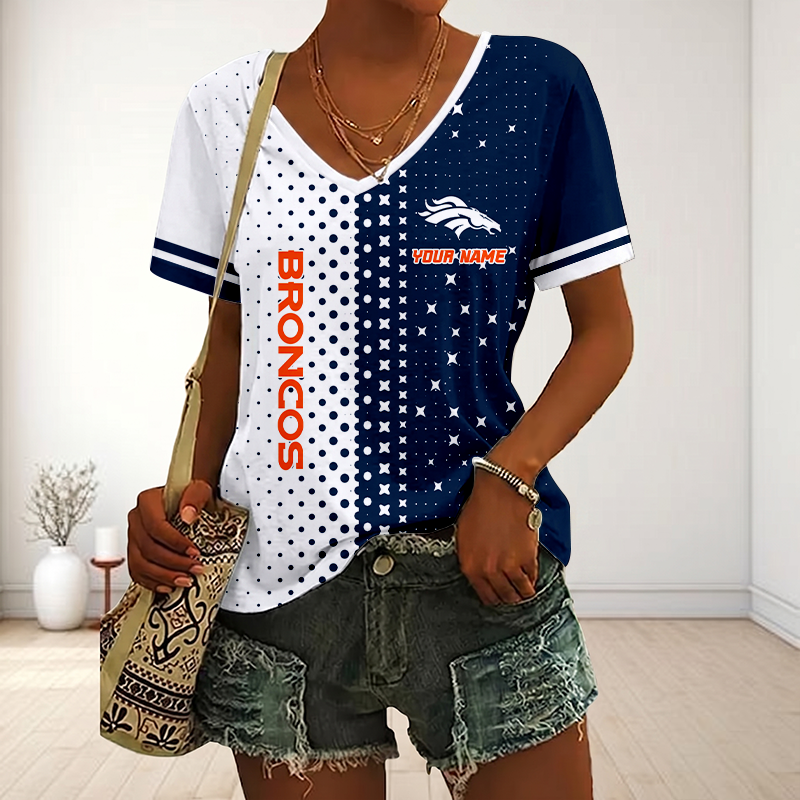 Limited Edition – Customized NFL Denver Broncos V-Neck Female Shirt