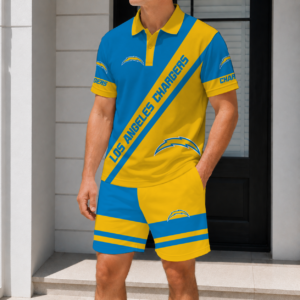 Limited Edition – Customized NFL Los Angeles Chargers Polo Shirt & Short Pants Set