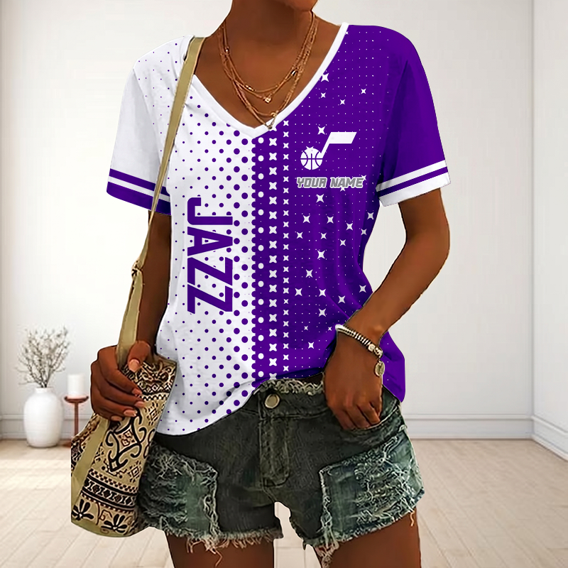 Limited Edition – Customized NBA Utah Jazz V-Neck Female Shirt