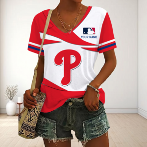 Limited Edition – Customized MLB Philadelphia Phillies V-Neck Female Shirt