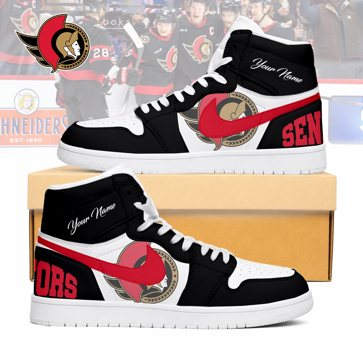 Limited Edition – Customized NHL Ottawa Senators Air Jordan 1 Sneakers