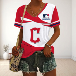 Limited Edition – Customized MLB Cleveland Guardians V-Neck Female Shirt