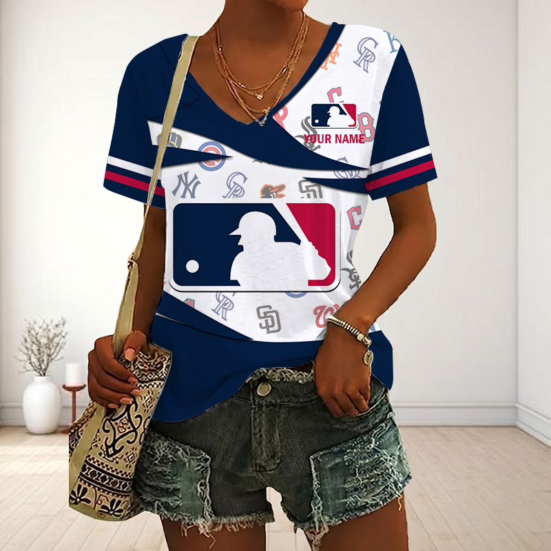 Limited Edition – Customized MLB All Teams V-Neck Female Shirt