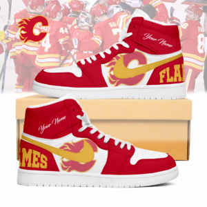 Limited Edition – Customized NHL Calgary Flames Air Jordan 1 Sneakers