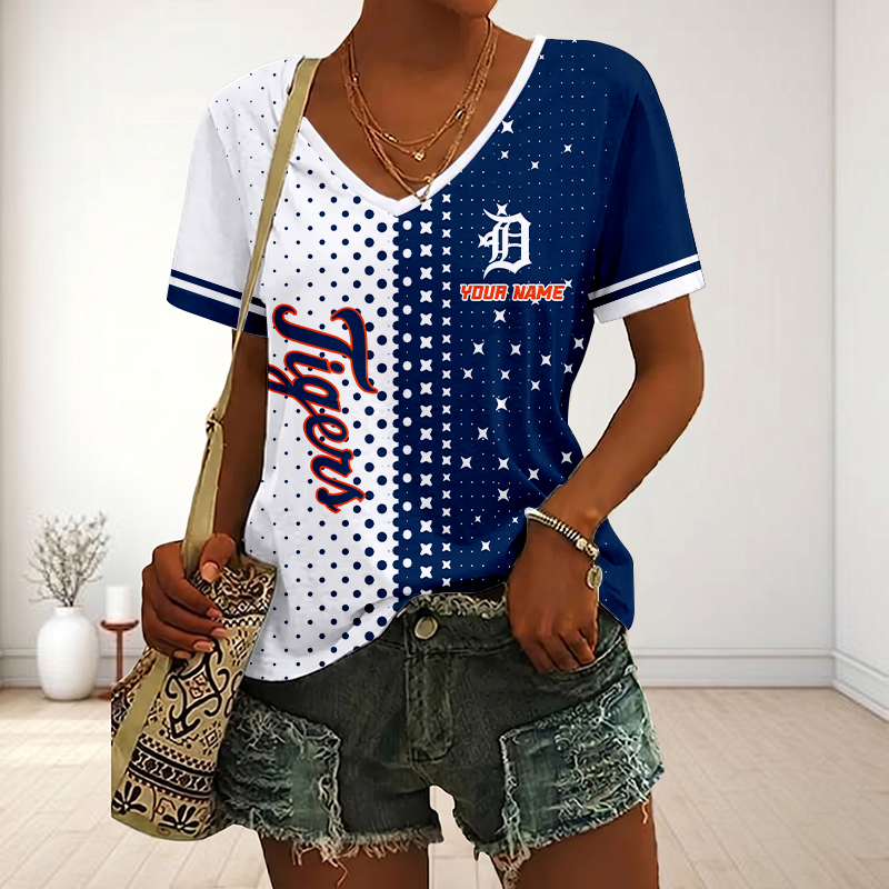 Limited Edition – Customized MLB Detroit Tigers V-Neck Female Shirt