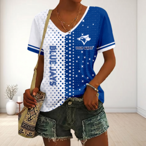 Limited Edition – Customized MLB Toronto Blue Jays V-Neck Female Shirt