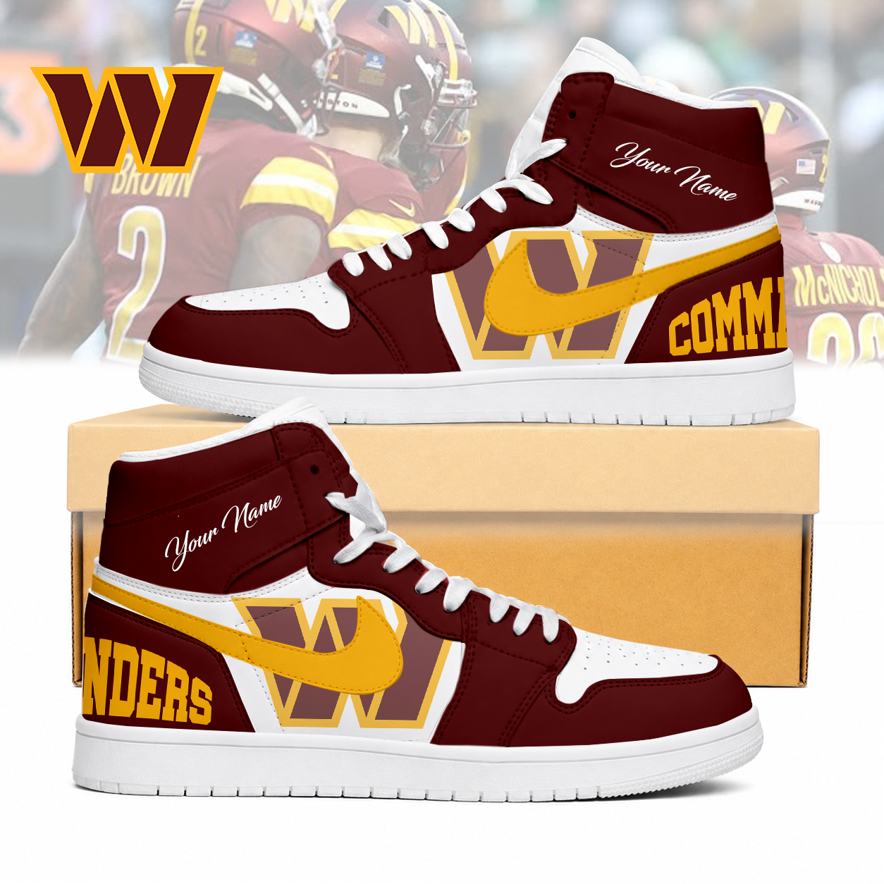Limited Edition – Customized NFL Washington Commanders Air Jordan 1 Sneakers