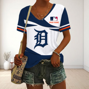 Limited Edition – Customized MLB Detroit Tigers V-Neck Female Shirt