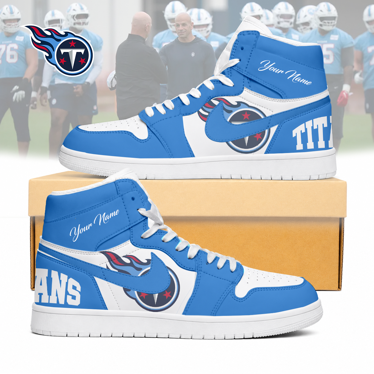 Limited Edition – Customized NFL Tennessee Titans Air Jordan 1 Sneakers