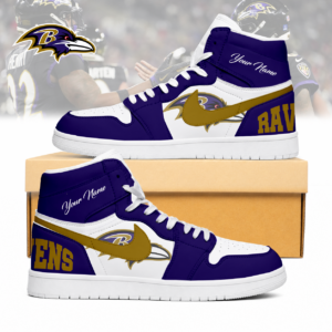 Limited Edition – Customized NFL Baltimore Ravens Air Jordan 1 Sneakers