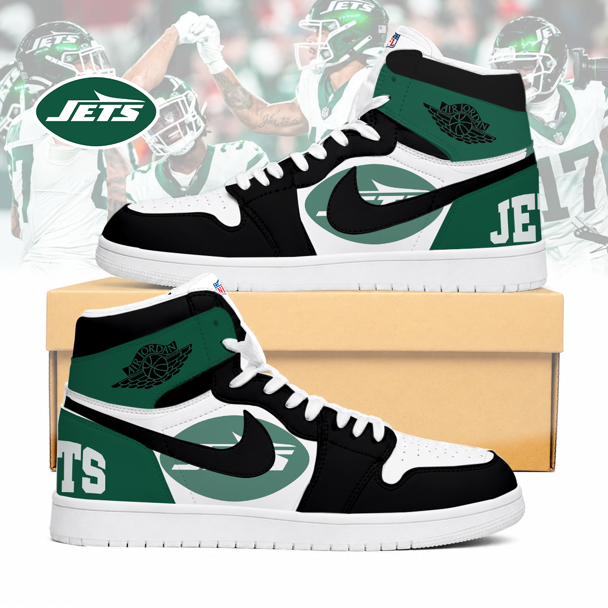 Limited Edition – Customized NFL New York Jets Air Jordan 1 Sneakers