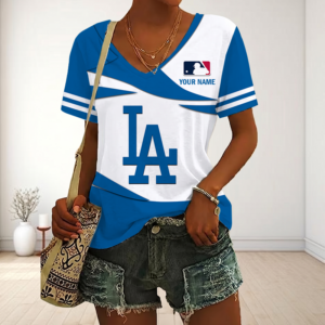 Limited Edition – Customized MLB Los Angeles Dodgers V-Neck Female Shirt