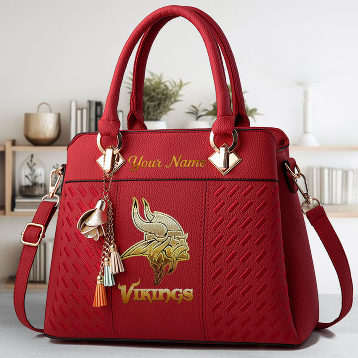 Limited Edition – Customized NFL Minnesota Vikings Luxury Handbag In Multiple Colors - Image 6