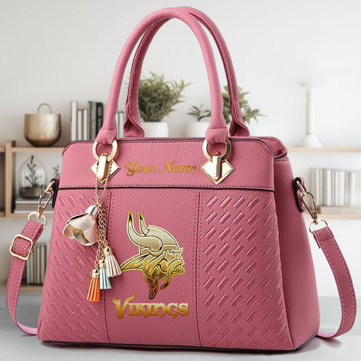 Limited Edition – Customized NFL Minnesota Vikings Luxury Handbag In Multiple Colors - Image 5