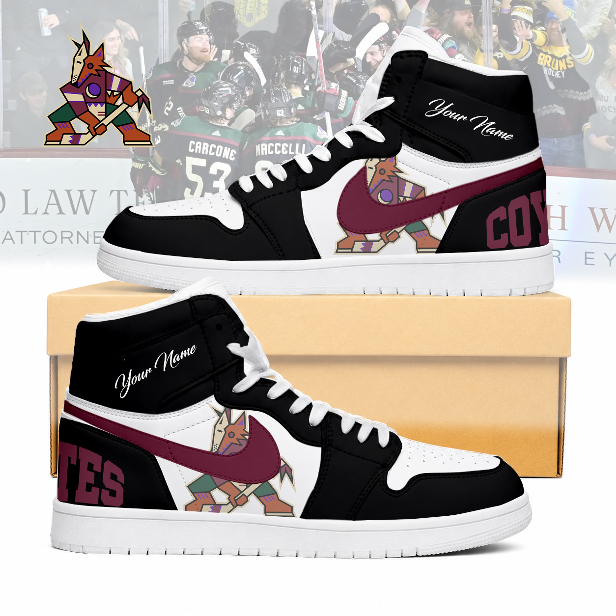 Limited Edition – Customized NHL Arizona Coyotes Air Jordan 1 Sneakers