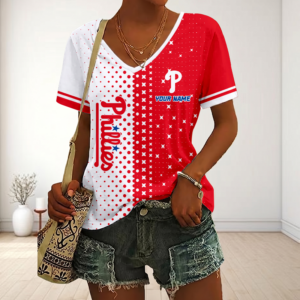 Limited Edition – Customized MLB Philadelphia Phillies V-Neck Female Shirt