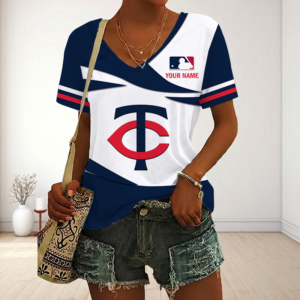 Limited Edition – Customized MLB Minnesota Twins V-Neck Female Shirt