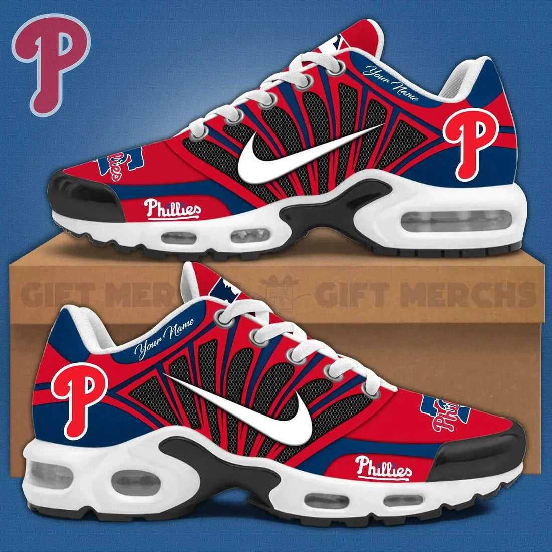 Limited Edition – Customized MLB Philadelphia Phillies Unisex Air Max Plus Sneakers